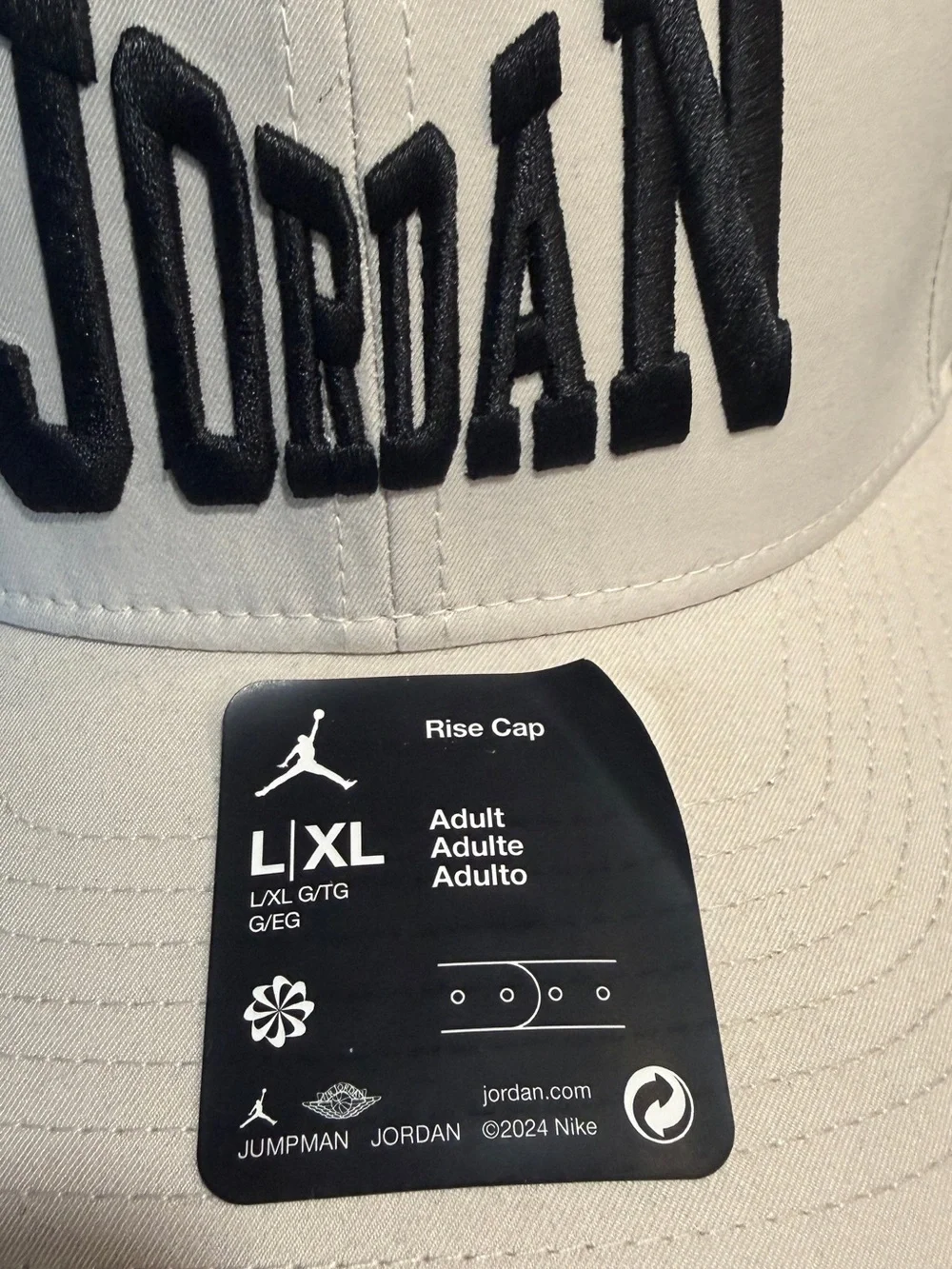 Jordan White Hat with Black Embroidered Logo